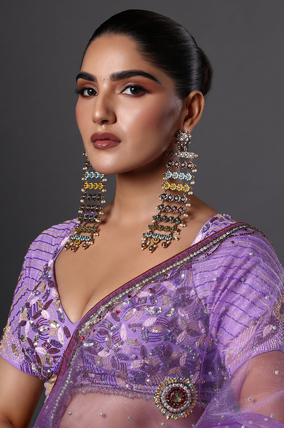 Amethyst & Pearl Statement Earrings