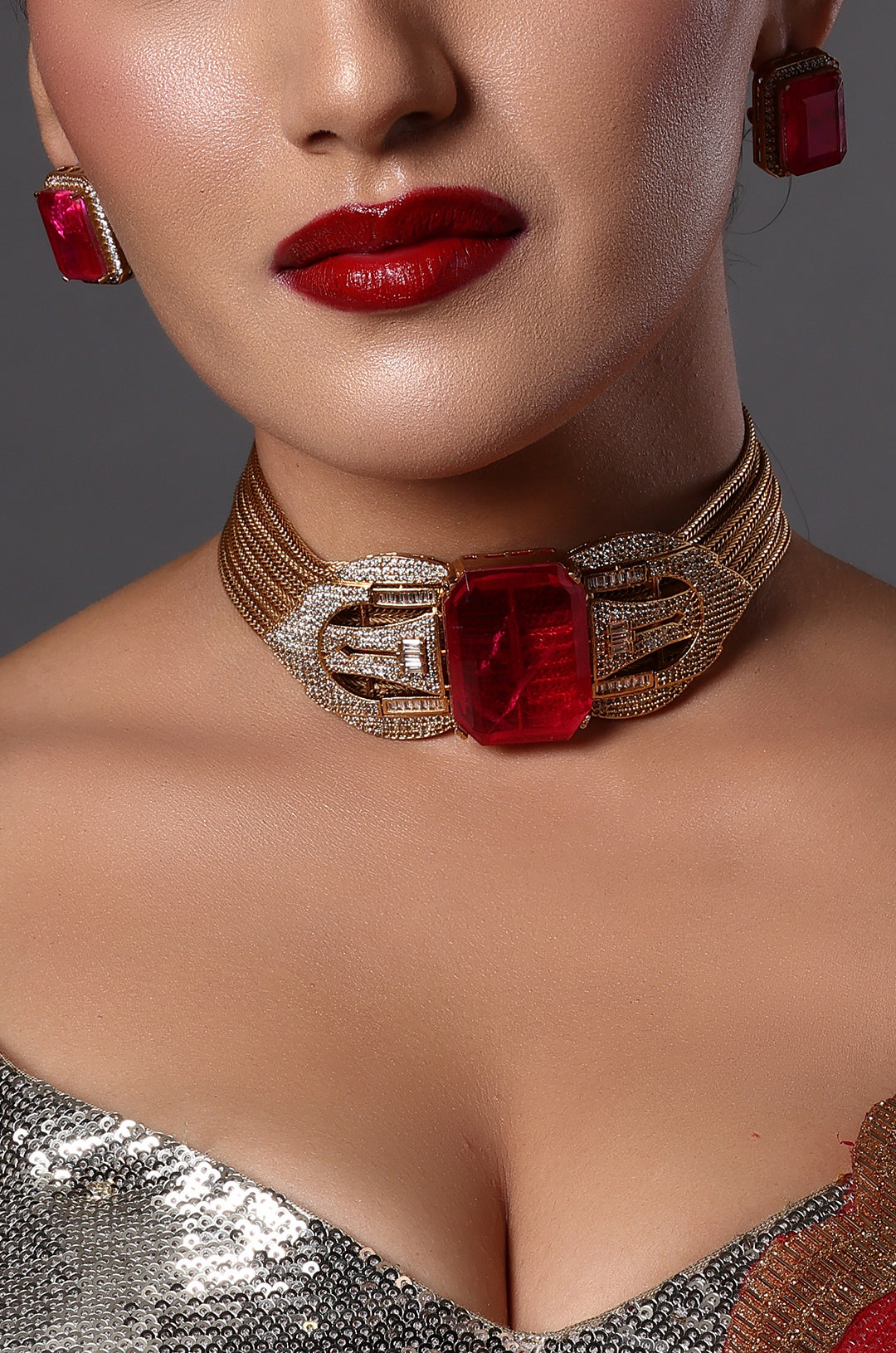 Luxurious Ruby Center Choker
