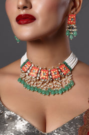 Bold Red Gemstone Choker with Modern Detailing