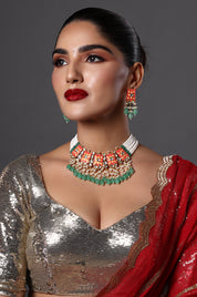 Bold Red Gemstone Choker with Modern Detailing