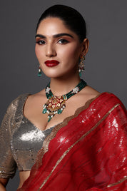 Antique Kundan Choker with Red Bead Drops