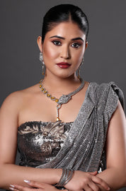 Diamond Leopard Motif Statement Necklace