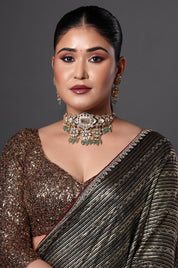 Antique Kundan Choker with Green Drops