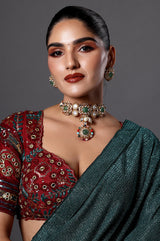 Multicolor Kundan Choker with Pendant Drop