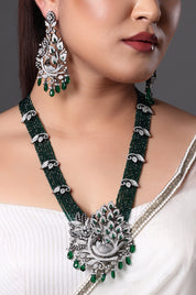 Peacock-Inspired Emerald Necklace Set
