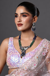 Blue & Green Gemstone Statement Necklace Set