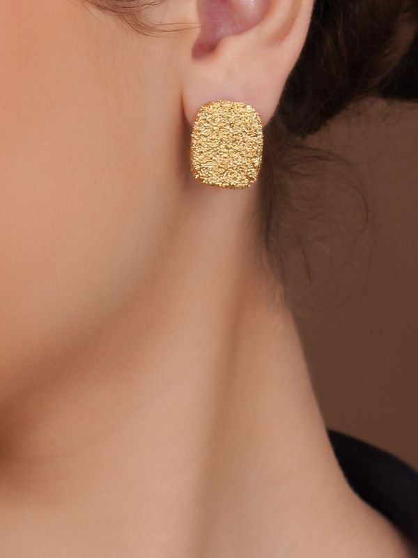 Abstract Shaped Foil Textured Stud Earring