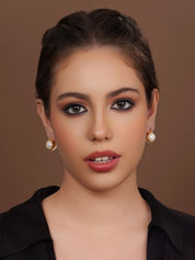 Gold-Plated Pearls Square Studs Earrings