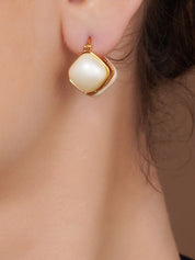 Gold-Plated Pearls Square Studs Earrings