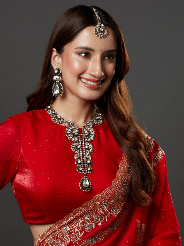 Gold plated Stone Kundan Necklace Set