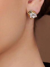 Gold-Plated American Diamond Geometric Stud Earrings