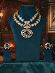 Gold Plated Polki Zircon Mughal Double Layer Necklace