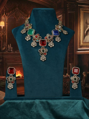 Traditional Multicolor Gemstone and Polki Necklace