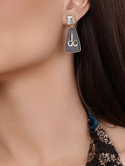 Black Enamel Key Earrings