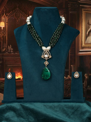 Emerald Stone Doublet Layered Kundan Victorian Polki Necklace