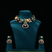 Navratan Choker Style Necklace Set