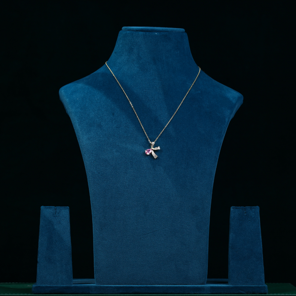 Pink Minimal Bow Necklace Pendant