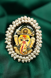 Hand Painted Antique Lord Ganesha Oxidized Finger Ring