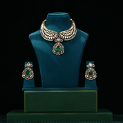 Diamond Necklace Set with Emeralds