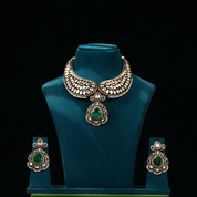 Diamond Necklace Set with Emeralds