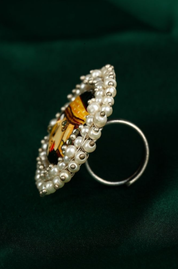 Hand Painted Radha Antique Oxidized Finger Ring