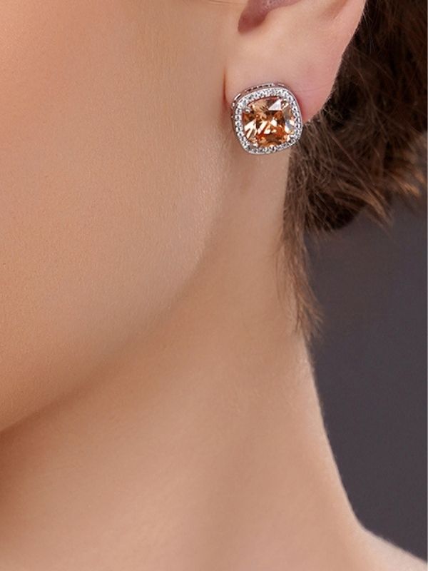 Small Square shaped Crystal Earring with American Diamond