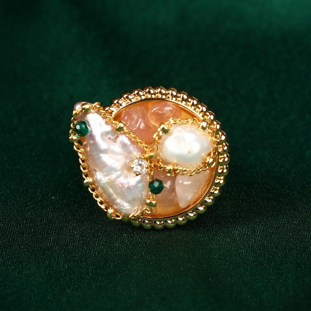 Romantic Baroque Pearl Finger Ring