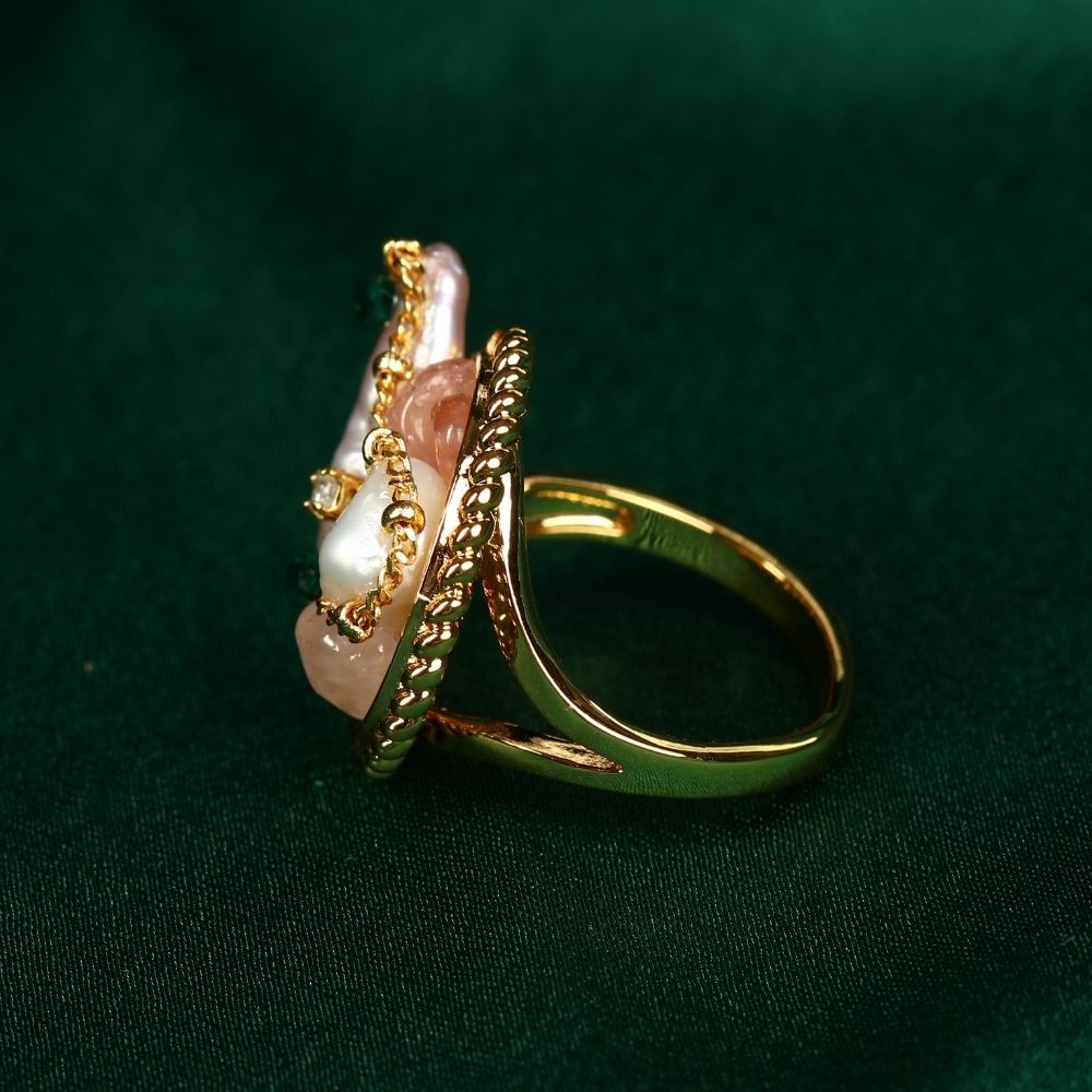 Romantic Baroque Pearl Finger Ring