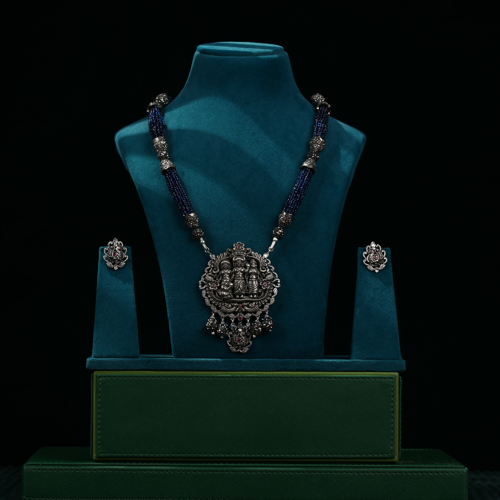 Jagannath Temple Oxidized Necklace Set