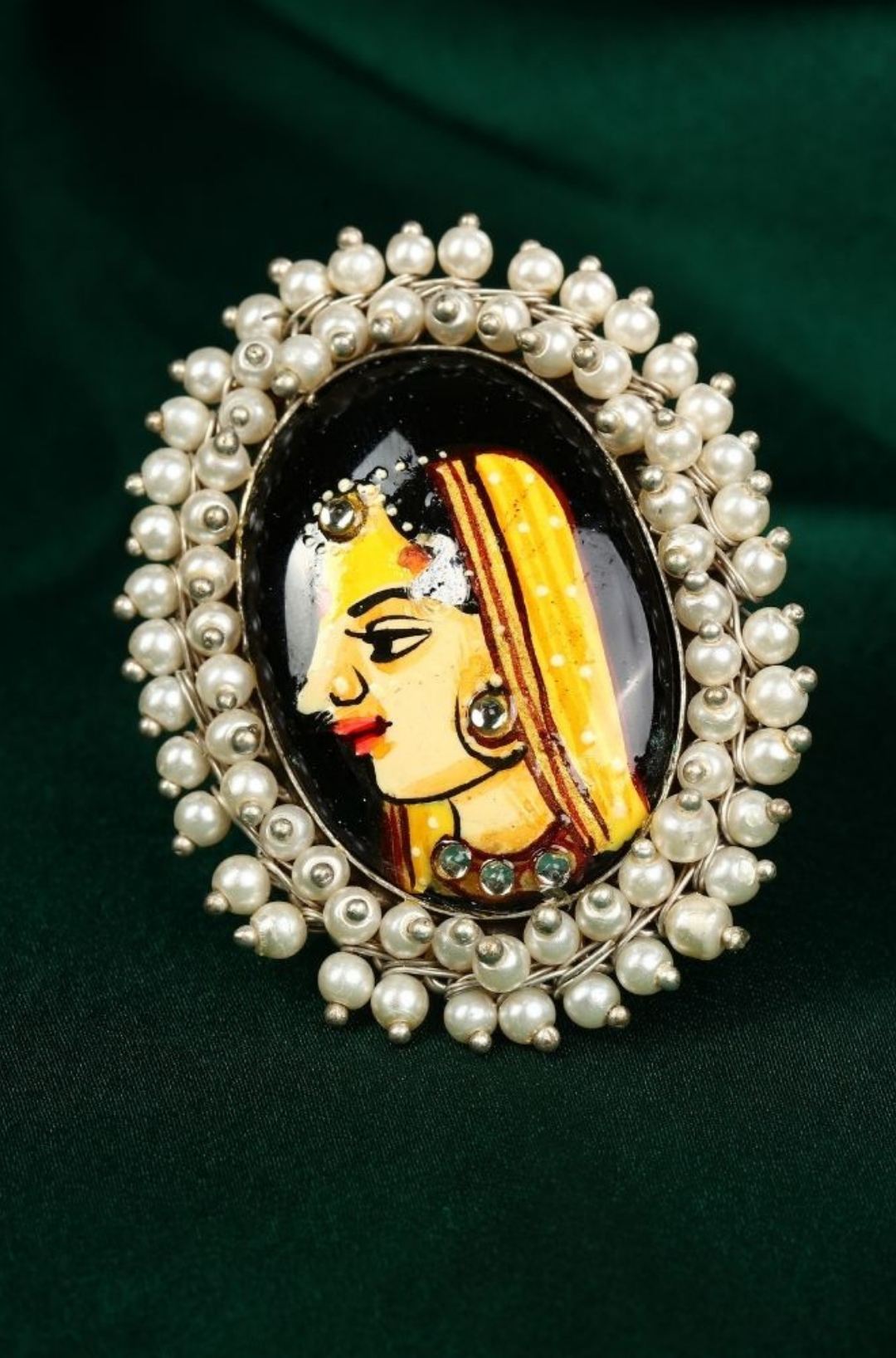 Hand Painted Radha Antique Oxidized Finger Ring