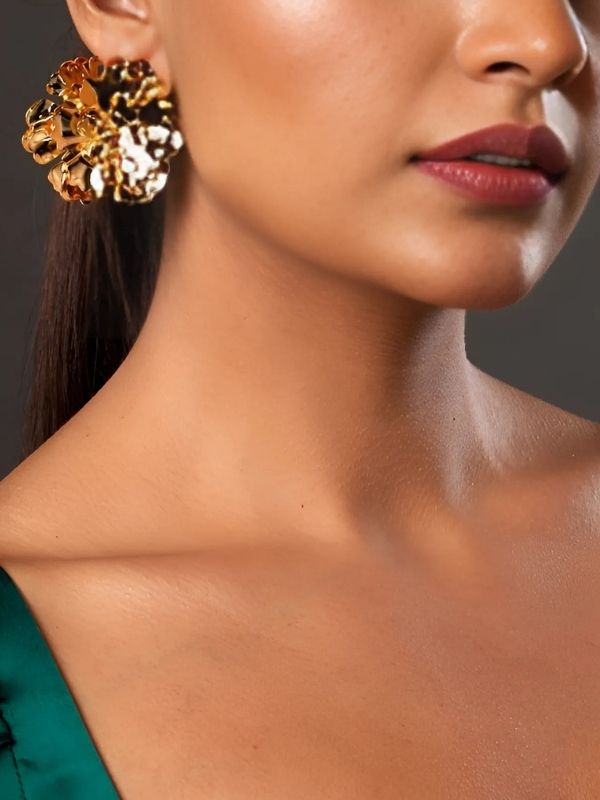 Gold Plated Marigold Stud Earring