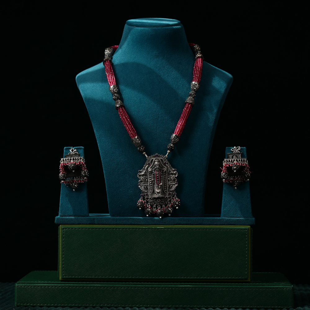 Devi Lakshmi Oxidized Necklace Set