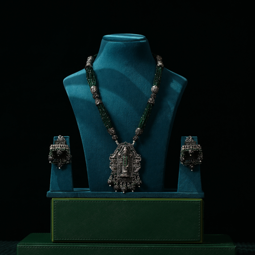 Devi Lakshmi Oxidized Necklace Set