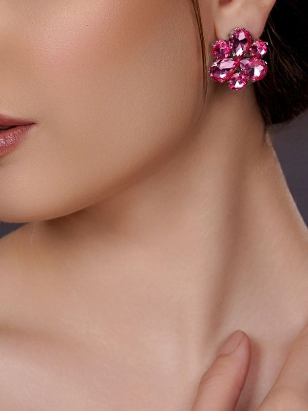 Crystal Studded Flower Earring