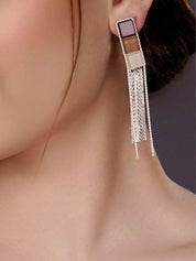 Dual Tone Crystal & Gold Plated Dangler Earrings