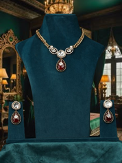 Red Kundan Polki Rashi Embellished Necklace