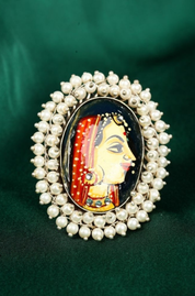 Hand Painted Radha Antique Oxidized Finger Ring