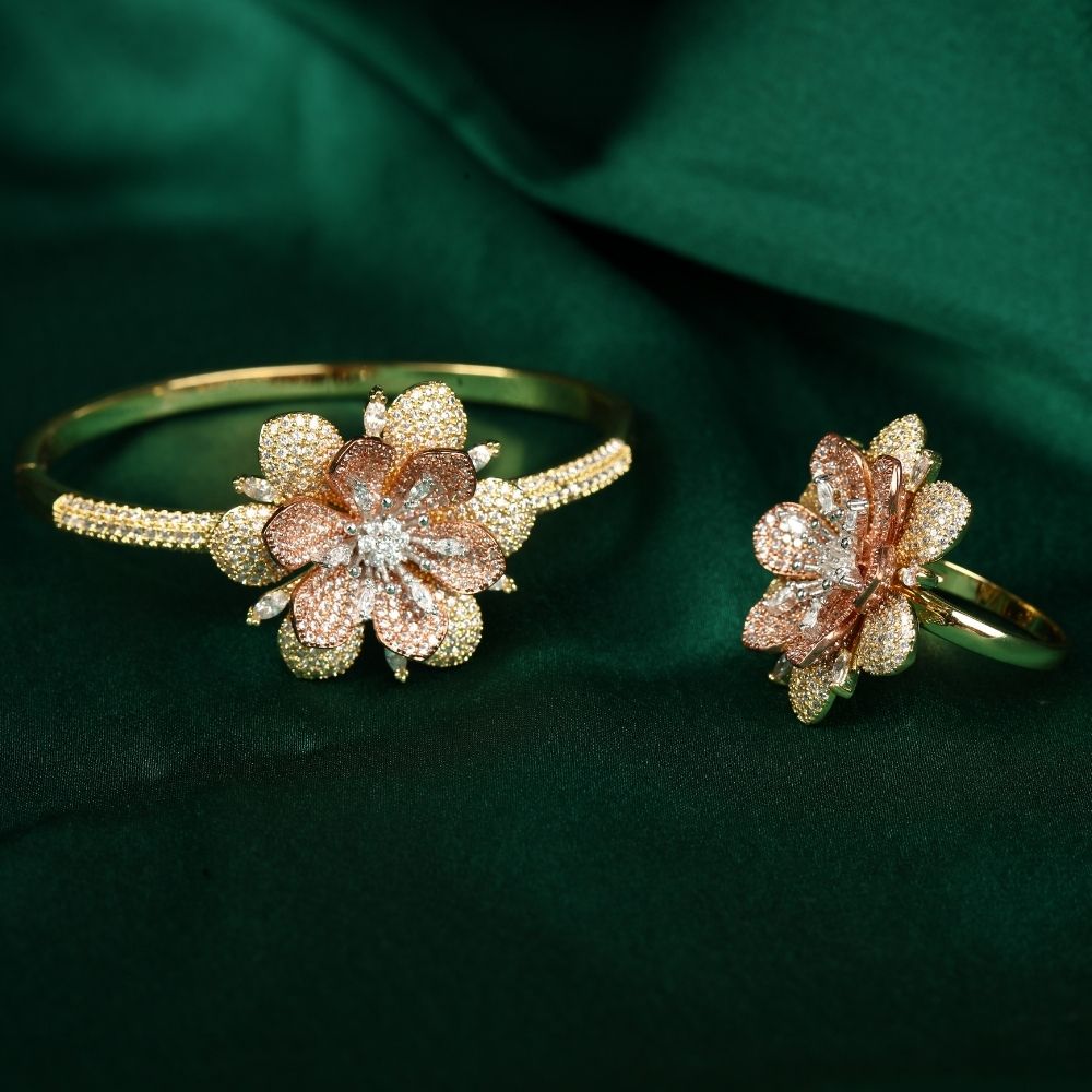 Flower Bangle and Ring set