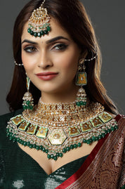 Bridal Emerald Meenakari Ensemble Choker Necklace