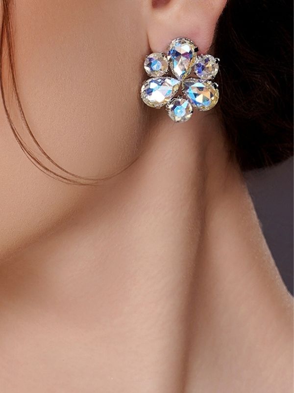 Crystal Studded Flower Earring