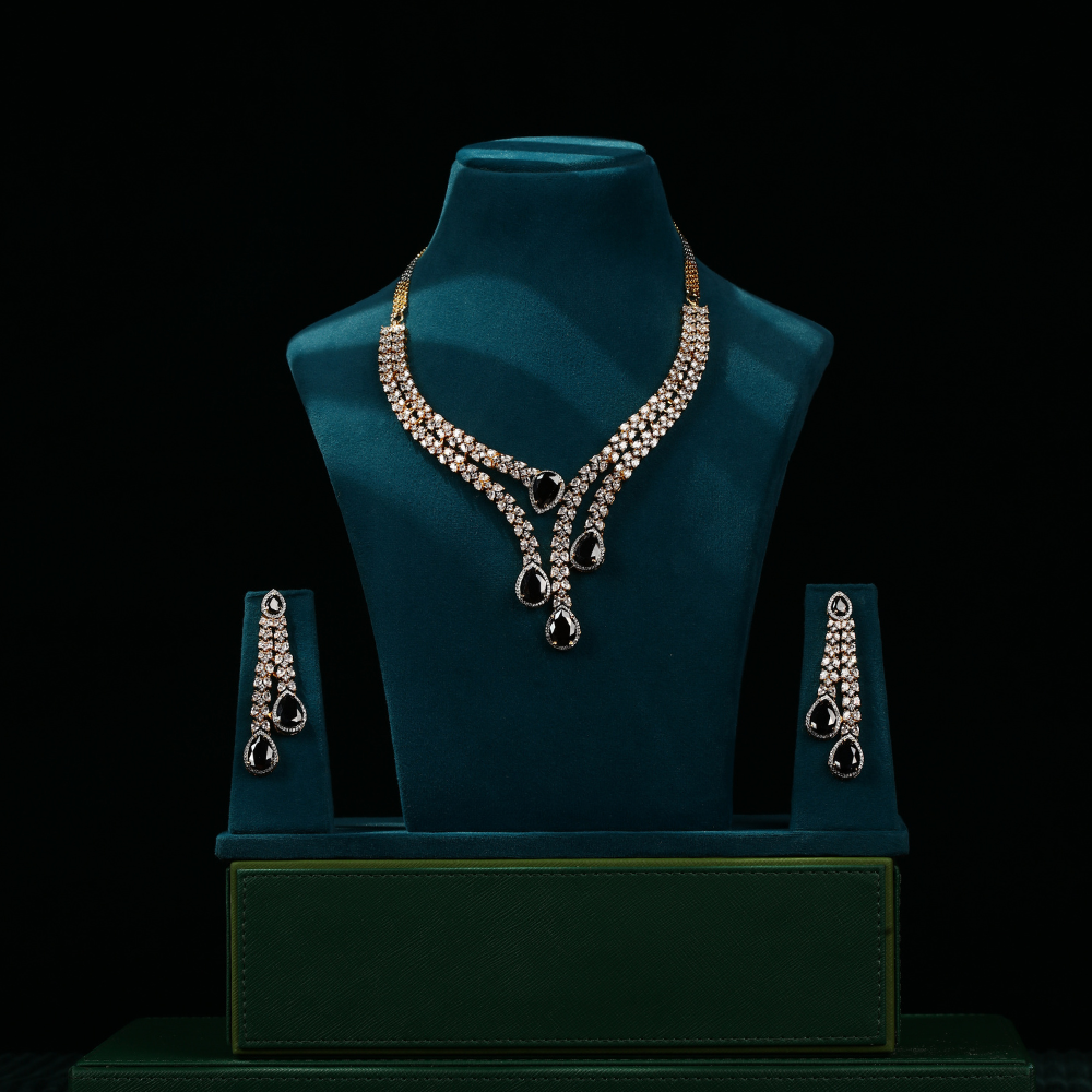 Elegant Cocktail Style Diamond & Exotic Stone Necklace