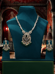 Designer Peacock Style Diamond Necklace Set