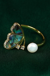 Blue Half Crystal Butterfly Finger Ring
