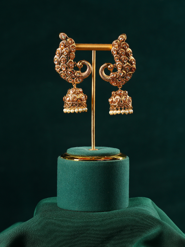 Peacock Ear Cuff Gold Jhumka