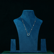 Victorian Blue Sapphire Square Gemstone Necklace Pendant