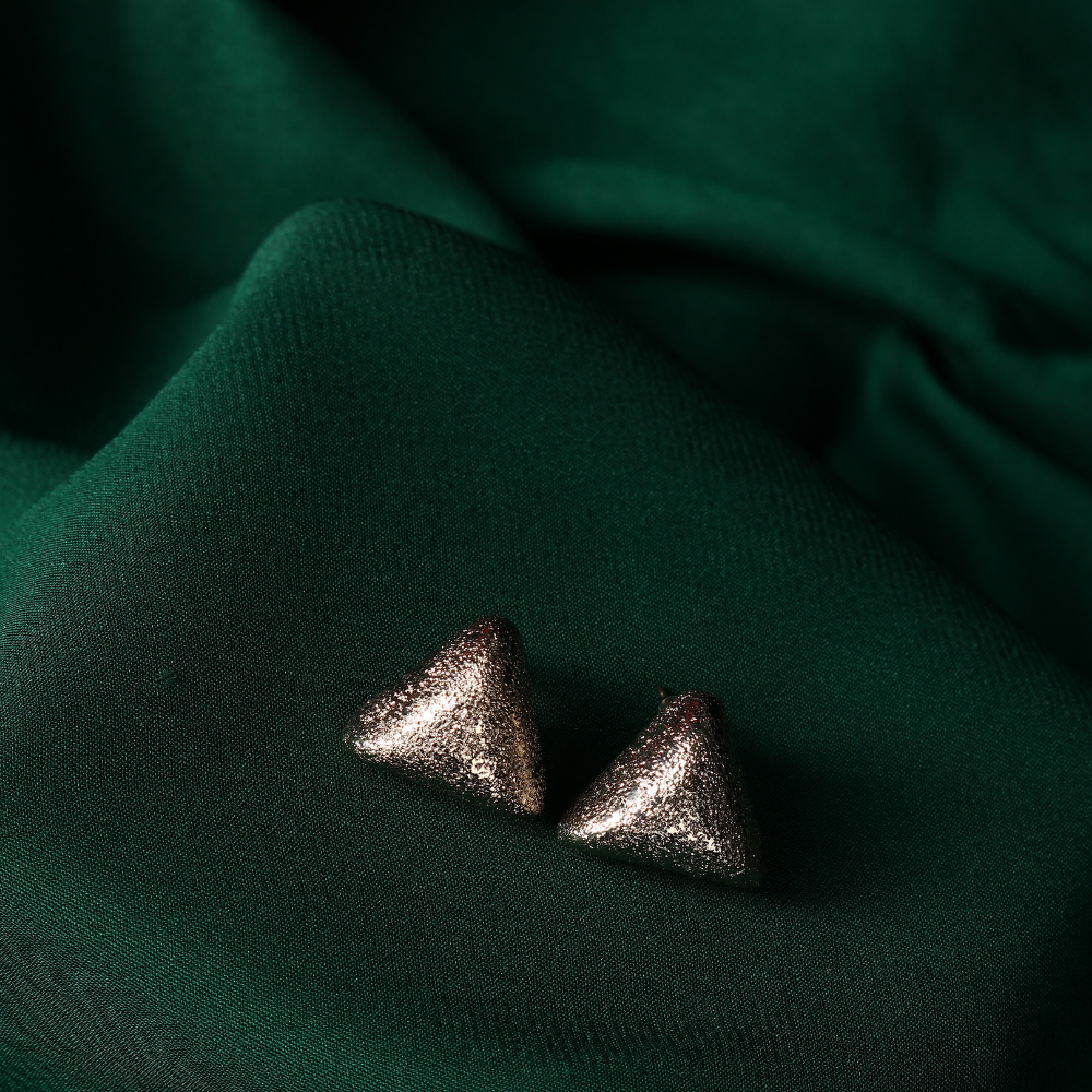 Foil Textured Triangle Earring