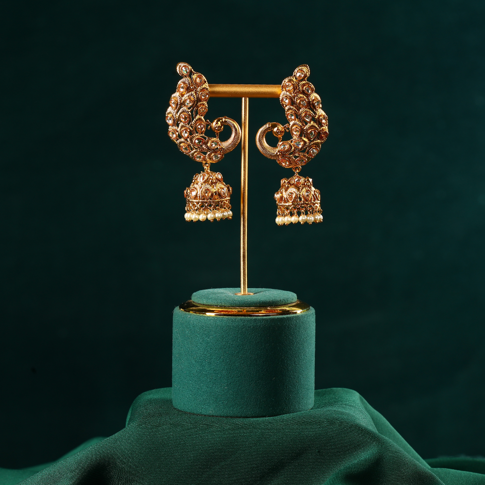 Peacock Ear Cuff Gold Jhumka