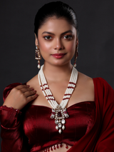 Maroon Kundan Polki Long Necklace