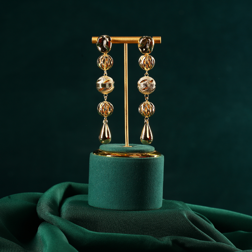 Gold Christmas Ball Drop Earrings