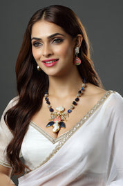 Baroque Pearl & Navy Stone Statement Necklace Set